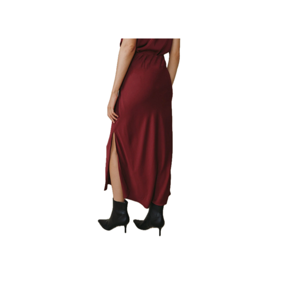 Asymmetric Side Slit Bias Skirt