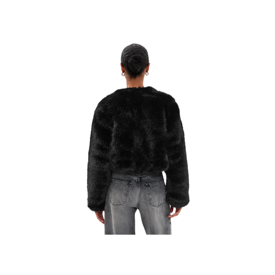 Collarless Fur Jacket