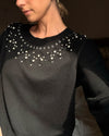 Fletcher Sweater in Black, beaded detail