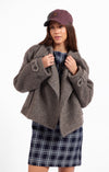 Sage the Label Boston Oversized Collar Jacket in Charcoal