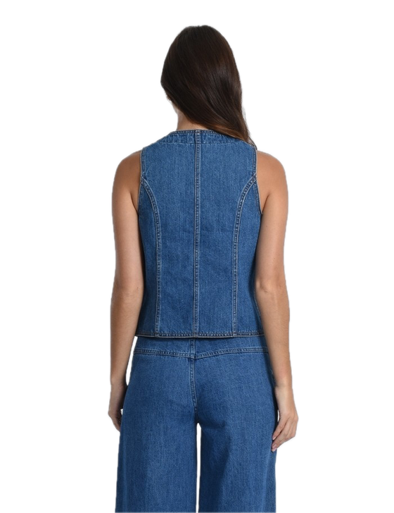 Four Button Denim Vest