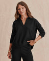 Tori Cashmere Polo Sweater in Black
