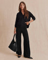 Tori Cashmere Polo Sweater in Black