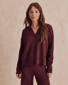 Tori Cashmere Polo Sweater in Merlot