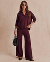 Tori Cashmere Polo Sweater in Merlot