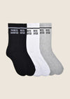 The Collegiate Sock Set in White, Gray and Black