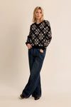 Retro Floral Knit Sweater